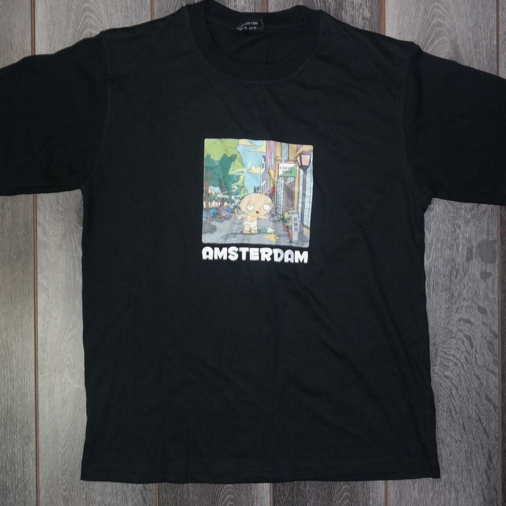 MENS Vintage Stewie Family Guy Amsterdam Netherlands Shirt XL🇳🇱🖤👕💨👚